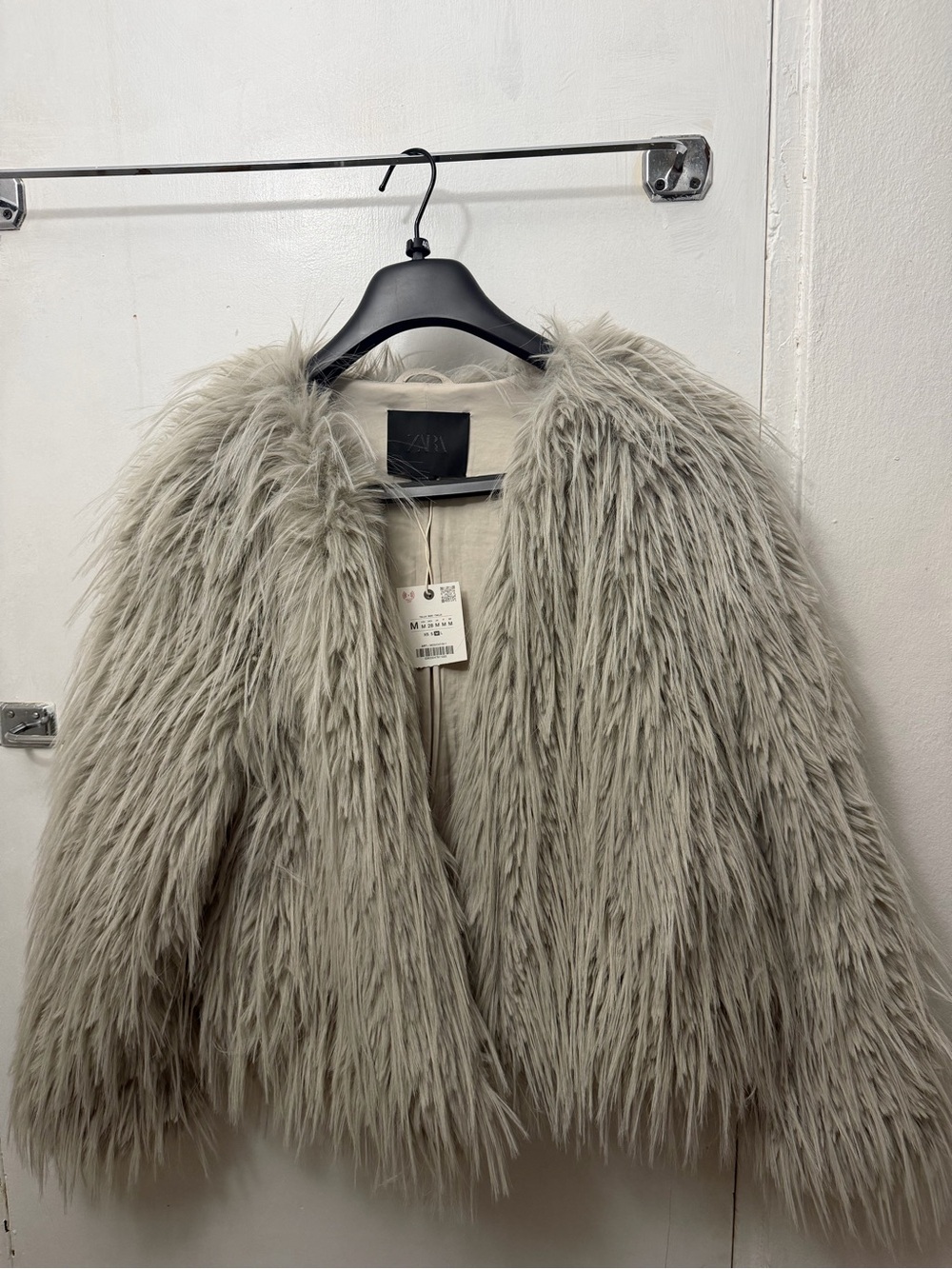 Zara Faux Fur Coat - Light Gray